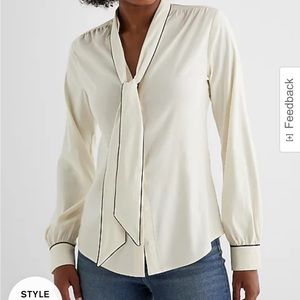 Slim Satin Tipped Tie Neck Portofino Shirt